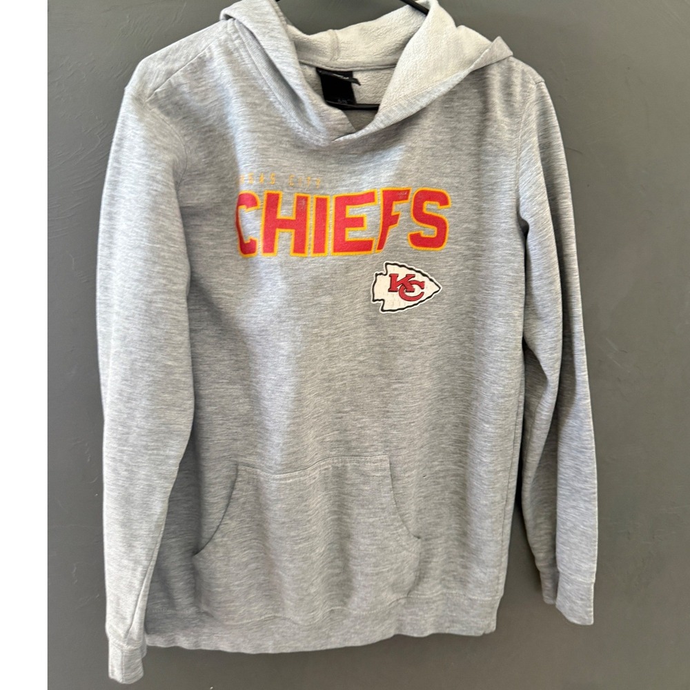 NFL Team Apparel Kansas City Chiefs Youth XL 18 Gray‎ Pullover Hoodie Sweatshirt